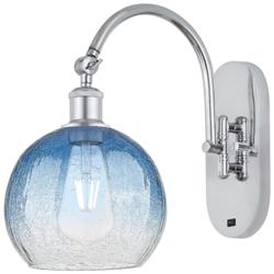 Brookhaven Globe 14"H Polished Chrome Swiveling Sconce w/ Sapphire Shade