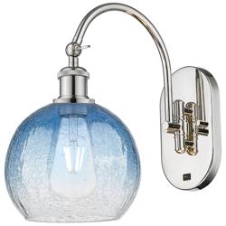Brookhaven Globe 14"H Polished Nickel Swiveling Sconce w/ Sapphire Shade