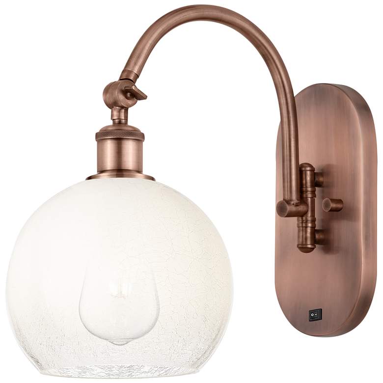 Image 1 Brookhaven Globe 14" High Antique Copper Swiveling Sconce with Opal Shade