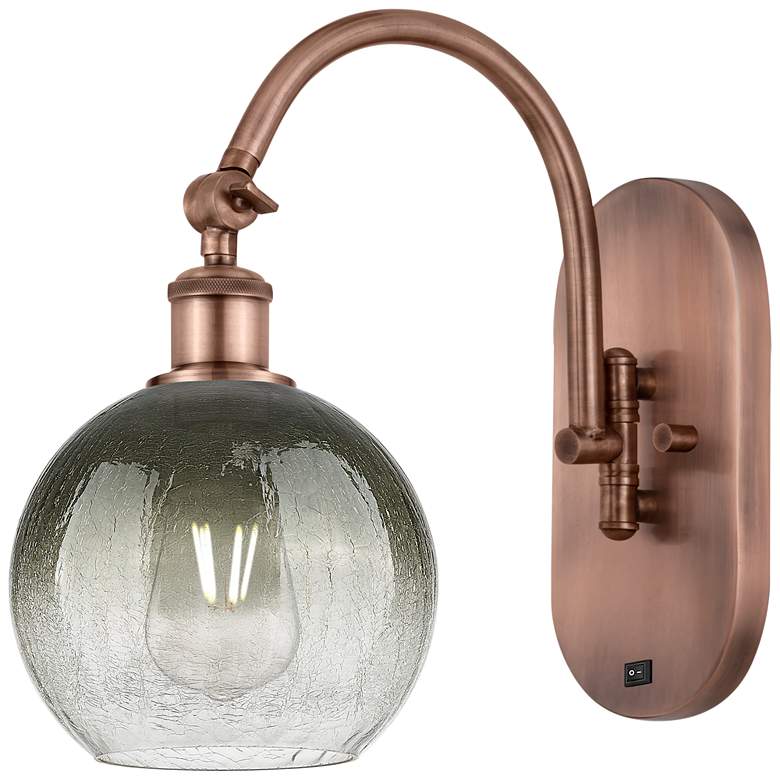 Image 1 Brookhaven Globe 14" High Antique Copper Swiveling Sconce with Slate Shade