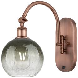 Brookhaven Globe 14" High Antique Copper Swiveling Sconce with Slate Shade