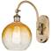 Brookhaven Globe 14" High Brushed Brass Swiveling Sconce with Amber Shade