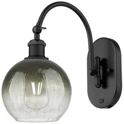 Brookhaven Globe 14" High Matte Black Swiveling Sconce with Slate Shade