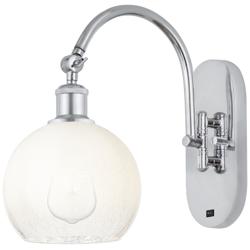 Brookhaven Globe 14" High Polished Chrome Swiveling Sconce with Opal Shade