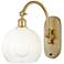 Brookhaven Globe 14" High Satin Gold Swiveling Sconce with Opal Shade