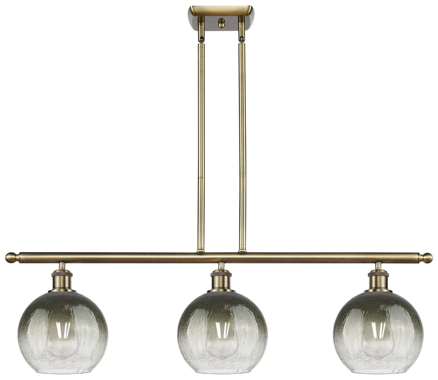 Brookhaven Globe 36"W 3-Light Antique Brass Island Light w/ Slate Shade