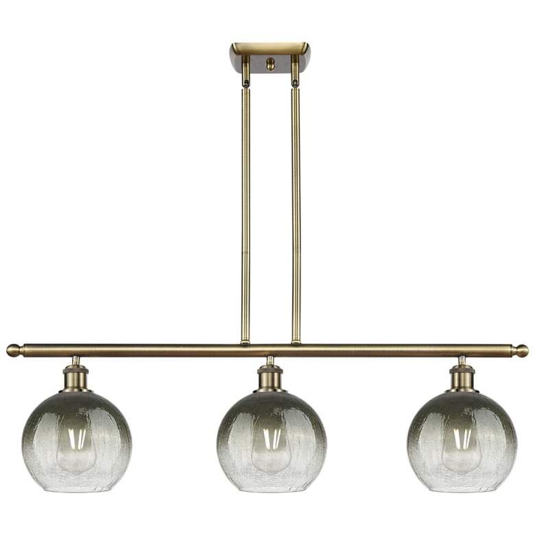 Image 1 Brookhaven Globe 36"W 3-Light Antique Brass Island Light w/ Slate Shade