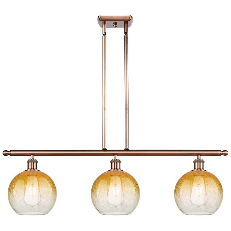 Image 1 Brookhaven Globe 36"W 3-Light Antique Copper Island Light w/ Amber Shade
