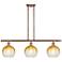 Brookhaven Globe 36"W 3-Light Antique Copper Island Light w/ Amber Shade