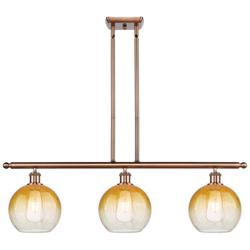 Brookhaven Globe 36"W 3-Light Antique Copper Island Light w/ Amber Shade