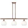 1_Brookhaven Globe 36"W 3-Light Antique Copper Island Light w/ Opal Shade