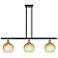 Brookhaven Globe 36"W 3-Light Black Brass Island Light w/ Amber Shade