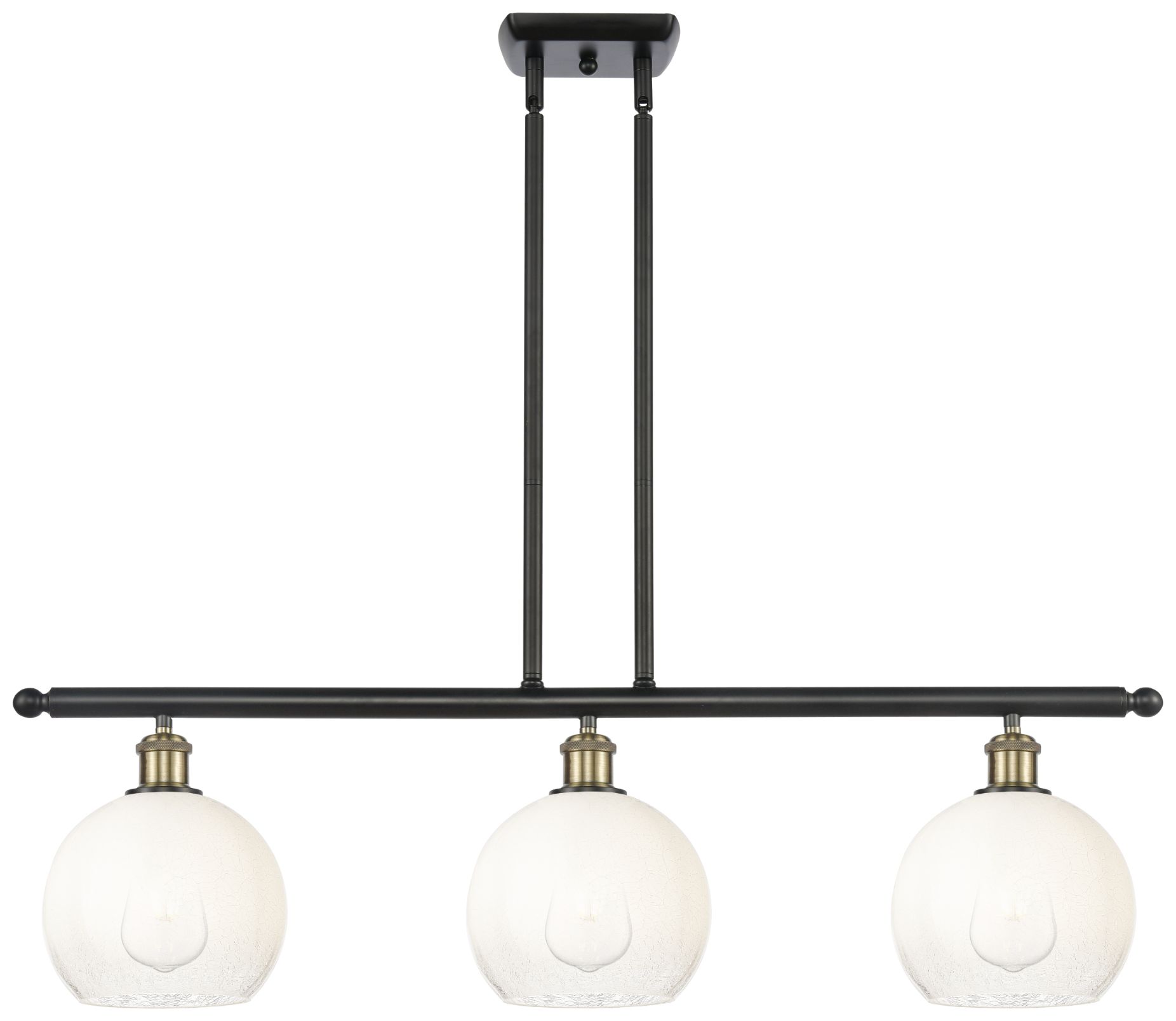 Brookhaven Globe 36"W 3-Light Black Brass Island Light w/ Opal Shade