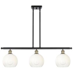 Brookhaven Globe 36"W 3-Light Black Brass Island Light w/ Opal Shade