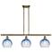 Brookhaven Globe 36"W 3-Light Brass Island Light w/ Sapphire Blue Shade