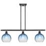 Brookhaven Globe 36"W 3-Light Bronze Island Light w/ Sapphire Shade
