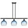 Brookhaven Globe 36"W 3-Light Bronze Island Light w/ Sapphire Shade