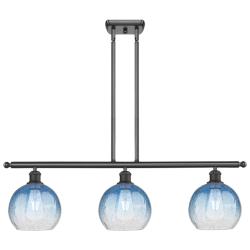 Brookhaven Globe 36"W 3-Light Bronze Island Light w/ Sapphire Shade