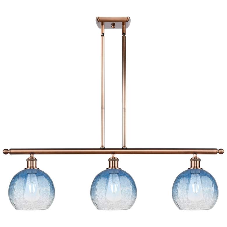 Image 1 Brookhaven Globe 36"W 3-Light Copper Island Light w/ Sapphire Blue Shade