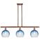 Brookhaven Globe 36"W 3-Light Copper Island Light w/ Sapphire Blue Shade