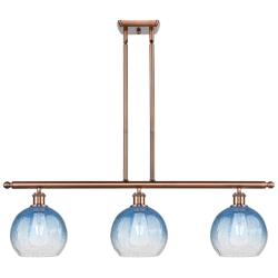 Brookhaven Globe 36"W 3-Light Copper Island Light w/ Sapphire Blue Shade