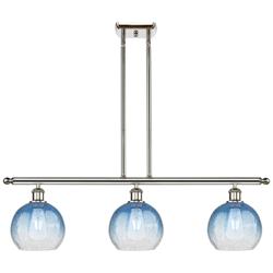 Brookhaven Globe 36"W 3-Light Nickel Island Light w/ Sapphire Shade