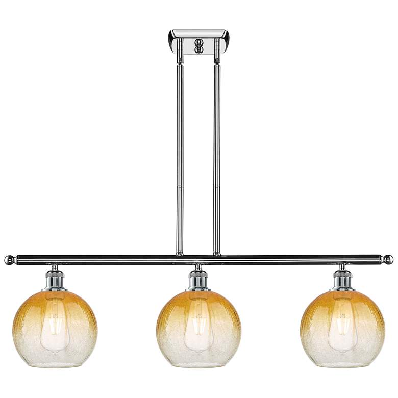 Image 1 Brookhaven Globe 36"W 3-Light Polished Chrome Island Light w/ Amber Shade