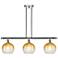 Brookhaven Globe 36"W 3-Light Polished Chrome Island Light w/ Amber Shade