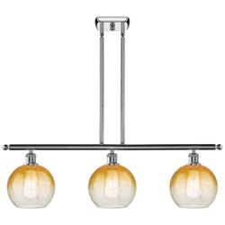 Brookhaven Globe 36"W 3-Light Polished Chrome Island Light w/ Amber Shade