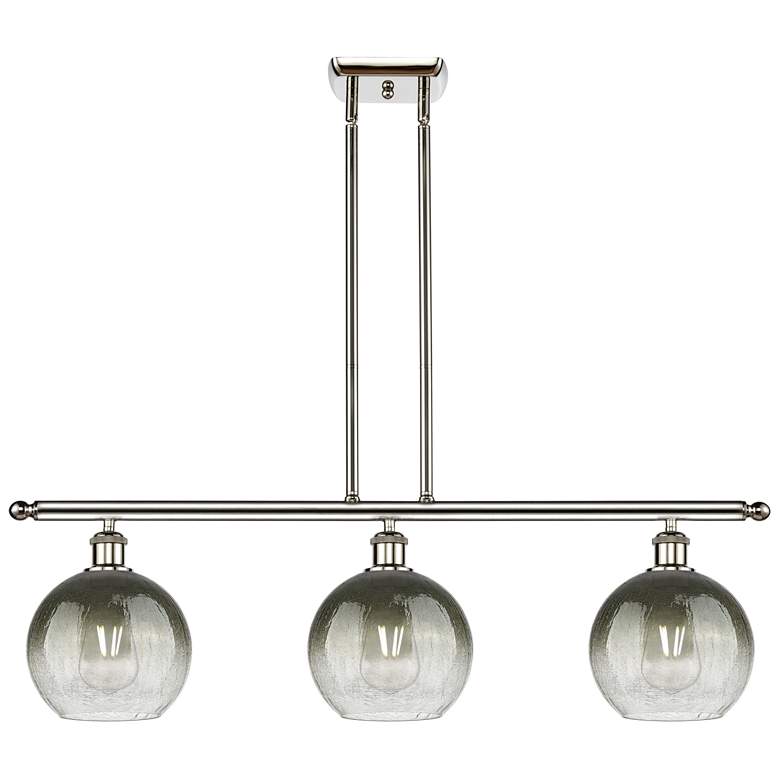 Image 1 Brookhaven Globe 36"W 3-Light Polished Nickel Island Light w/ Slate Shade