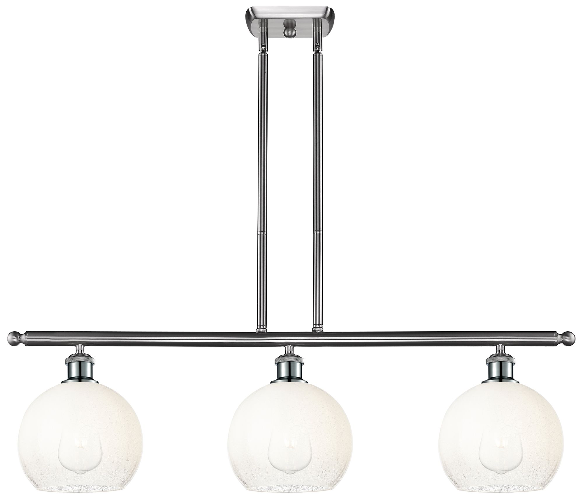 Brookhaven Globe 36"W 3-Light Satin Nickel Island Light w/ Opal Shade