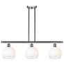 1_Brookhaven Globe 36"W 3-Light Satin Nickel Island Light w/ Opal Shade