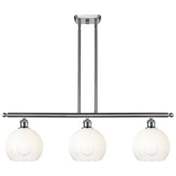 Brookhaven Globe 36"W 3-Light Satin Nickel Island Light w/ Opal Shade