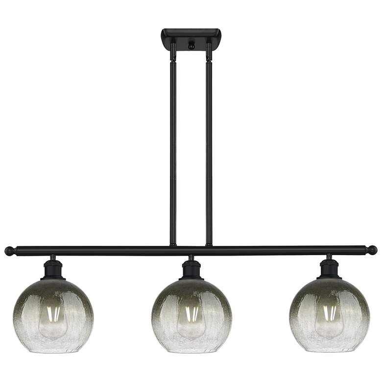 Image 1 Brookhaven Globe 36" Wide 3-Light Matte Black Island Light w/ Slate Shade