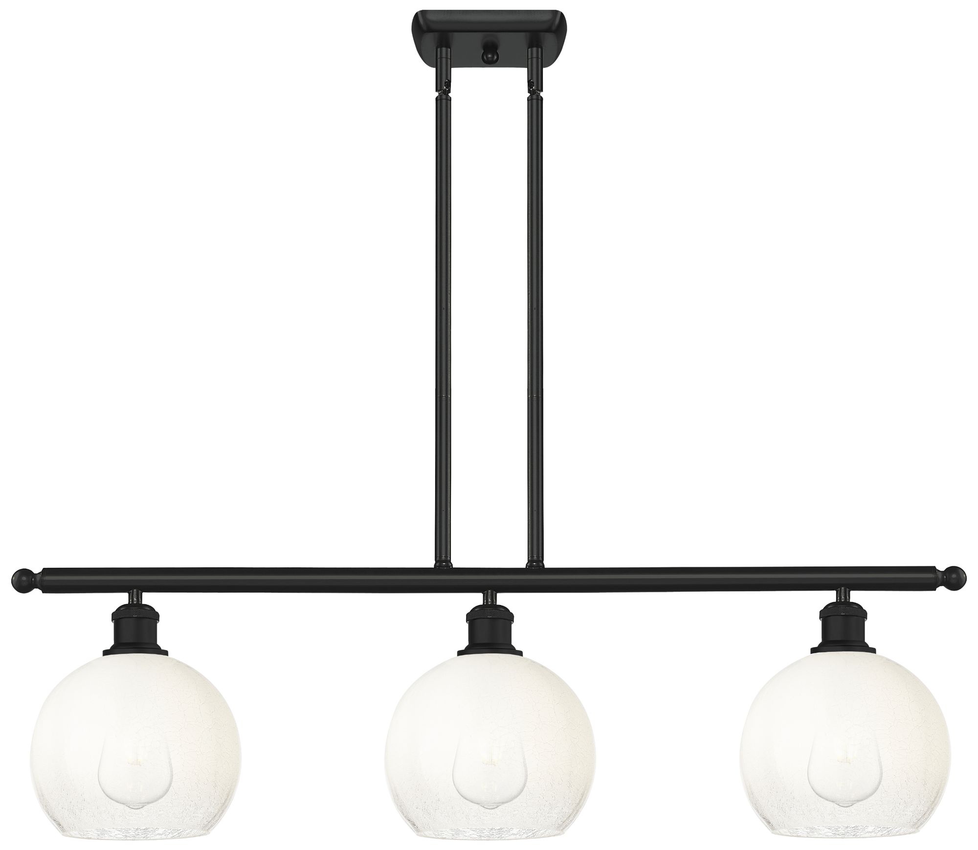 Brookhaven Globe 36" Wide 3-Light Matte Black Island Light with Opal Shade