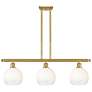 1_Brookhaven Globe 36" Wide 3-Light Satin Gold Island Light with Opal Shade