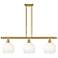 Brookhaven Globe 36" Wide 3-Light Satin Gold Island Light with Opal Shade