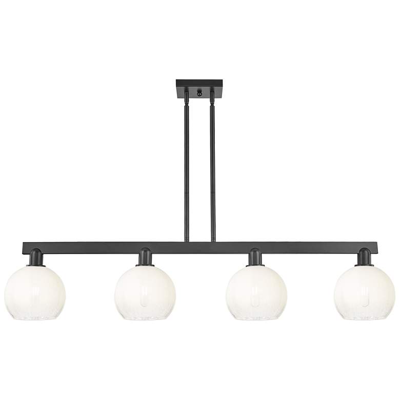 Image 1 Brookhaven Globe 48"W 4 Light Black Stem Island Light w/ Opal Shade