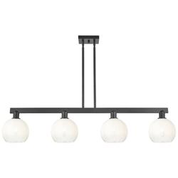 Brookhaven Globe 48"W 4 Light Black Stem Island Light w/ Opal Shade