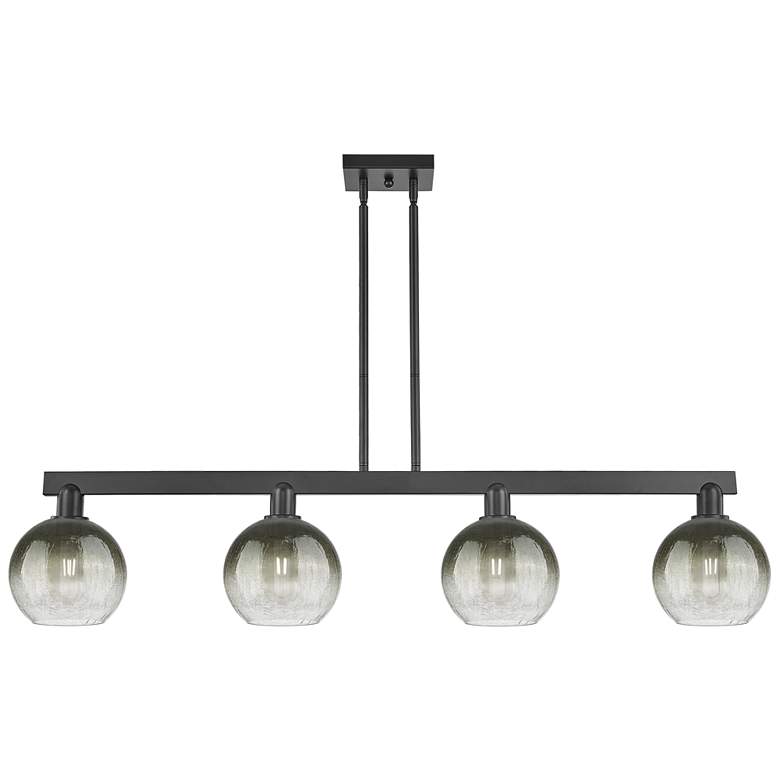 Image 1 Brookhaven Globe 48"W 4 Light Black Stem Island Light w/ Slate Shade