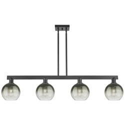 Brookhaven Globe 48"W 4 Light Black Stem Island Light w/ Slate Shade