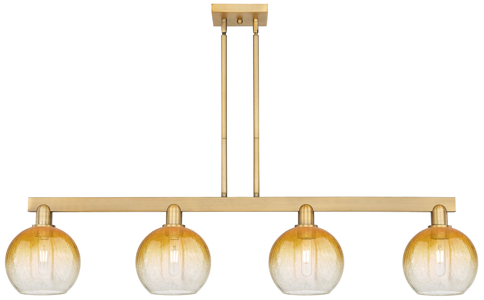 Brookhaven Globe 48"W 4 Light Brass Stem Island Light w/ Amber Shade