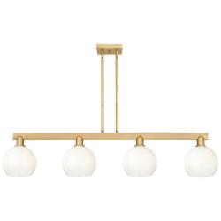 Brookhaven Globe 48"W 4 Light Brass Stem Island Light w/ Opal Shade
