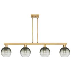 Brookhaven Globe 48"W 4 Light Brass Stem Island Light w/ Slate Shade