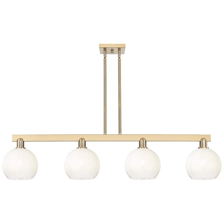 Image 1 Brookhaven Globe 48"W 4 Light Champagne Stem Island Light w/ Opal Shade
