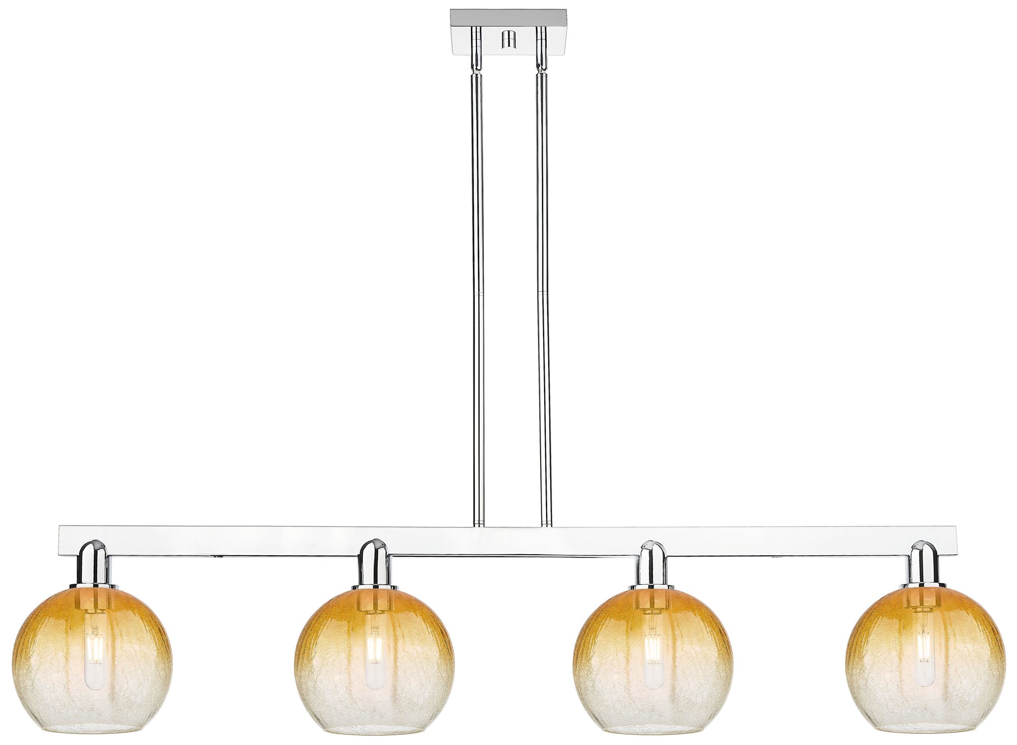 Brookhaven Globe 48"W 4 Light Chrome Stem Island Light w/ Amber Shade