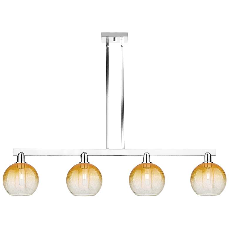 Image 1 Brookhaven Globe 48"W 4 Light Chrome Stem Island Light w/ Amber Shade
