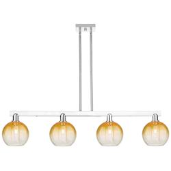 Brookhaven Globe 48"W 4 Light Chrome Stem Island Light w/ Amber Shade