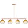 Brookhaven Globe 48"W 4 Light Copper Stem Island Light With Amber Shade