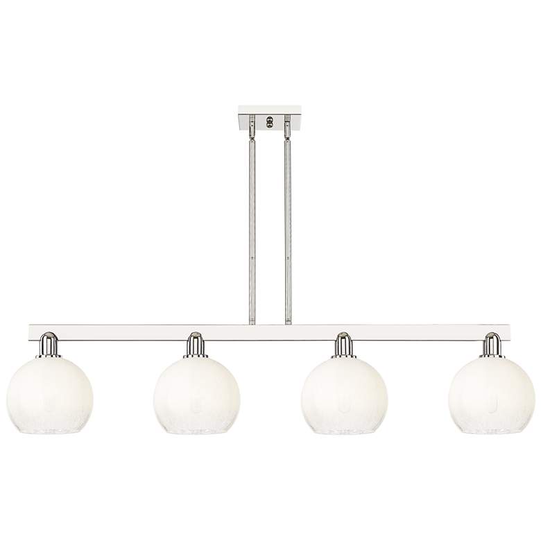 Image 1 Brookhaven Globe 48"W 4 Light Nickel Stem Island Light w/ Opal Shade
